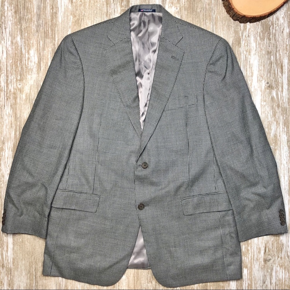 {Hart Schaffner Marx} Houndstooth Wool Blazer